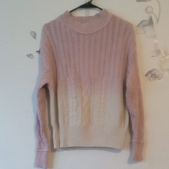 Anthropologie Pink and Cream Cable Knit Sweater M - Picture 2 of 6